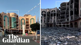 Gaza City before and after footage shows destruction wreaked by war [upl. by Eilrac]