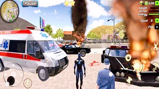 Black Hole Spider Rope Hero Driving Sports Car Police Car Taxi and Motorbike  Android Gameplay 15 [upl. by Sakul]