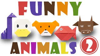 Origami for kids Top 5 easy origami animals 2 [upl. by Eeralih]