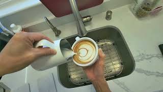 POV Pouring latte art with Oatsome oat milk in white Normcore Milk Pitcher with Round Spout [upl. by Davon]