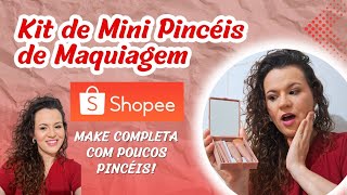 NÃO ESPERAVA MUITO ATÉ TESTAR  Kit Mini Pincéis de Maquiagem Barato da Shopee  Umboxing [upl. by Millman]