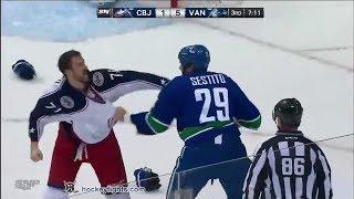 Nick Foligno vs Tom Sestito Nov 22 2013 [upl. by Houser]