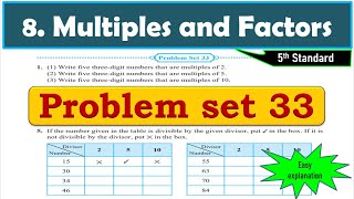 Problem set 33  Multiples and Factors  Chapter 8  5th standard  Maths [upl. by Amando]