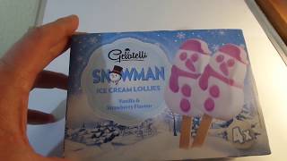 i Lidl Gelatelli Snowman ice cream lollies Мороженое Снеговик Англия UK England 20191211 [upl. by Eneri]