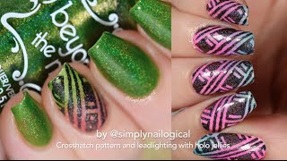 Leadlighting gradient with holo jellies over crosshatch pattern nail art [upl. by Ixel]