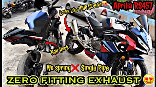 First Aprilia RS457 With Zero Fitting Full System SC S1R Exhaust💥  No jugad❌ Genuine Fitting✅ [upl. by Aramas]