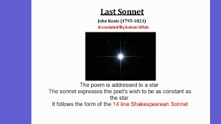 Last Sonnet By John Keats Annotated [upl. by Beau]