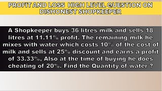 PROFIT AND LOSS I DISHONEST SHOPKEEPER BASED PROFIT AND LOSS I IBPS PO I SBI PO I MAINS LEVEL I [upl. by Assyn]