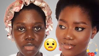 MAKEUP TRANSFORMATION  DARK SKIN ft Afro  4c hair makeup [upl. by Aihsakal]