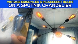 Which is Better Vintage LED Bulbs vs Incandescent Vintage Edison Bulbs on Sputnik Chandelier [upl. by Rora981]