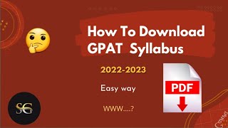 How To Download GPAT Syllabus  GPAT syllabus 202223  GPAT [upl. by Ecyned]