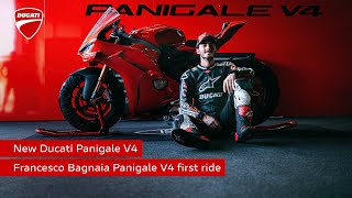 Francesco Bagnaia  New Panigale V4  First Ride [upl. by Filler]