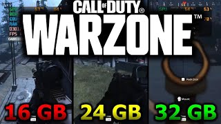 FPS Test  16 GB RAM vs 24 GB RAM vs 32 GB RAM  Comparison  WARZONE [upl. by Mun]