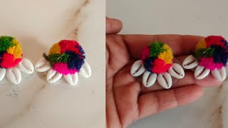 Diy beautiful Cowrie shells earrings 😍❤️ diy handmade craft youtubevideo jewellery [upl. by Ck797]