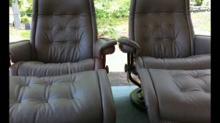 Stressless Royal Recliners Khaki Paloma Leather [upl. by Ahsirpac]