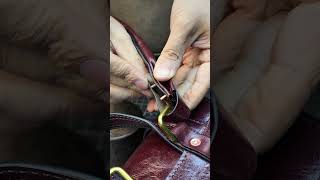 How to install copper rivetsshorts bagmaking leather bag brass shortsvideo copper rivet [upl. by Marijo]