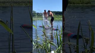 Intense logrolling match at the 2022 Splash n Dash Logrolling tournament [upl. by Drawdesemaj611]