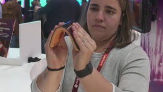 Motorola debuts bendable cell phone [upl. by Eatnuahs]