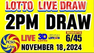 PCSO LOTTO 2PM LIVE DRAW TODAY NOVEMBER 182024 [upl. by Ttik]