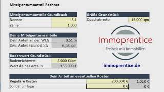 Immoprentice Miteigentumsanteil Excel  Berechne deinen Miteigentumsanteil innerhalb einer WEG [upl. by Evander]