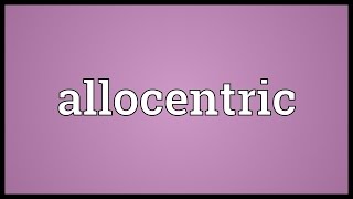 Allocentric Meaning [upl. by Aivatal433]