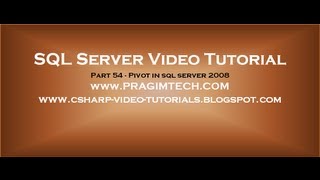 Pivot in sql server 2008 Part 54 [upl. by Ahsiloc528]