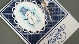 Plaid Background Snowman Card  Stamping Technique Card Making [upl. by Retsevlys894]