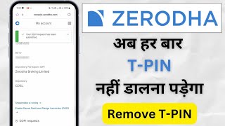 How to Remove T PIN in zerodha ll How to avoid CDSL TPIN while selling shares in Zerodha [upl. by Aaren346]