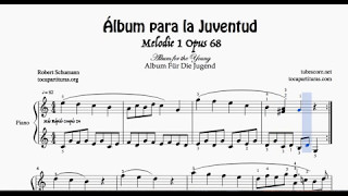 Álbum para La Juventud Partitura de Piano Melodía 1 Opus 68 de R Shumann Piano Sheet Music [upl. by Einner241]