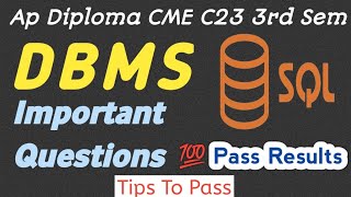 DBMS Important Questions ap diploma C23 CME 3rd Sem DBMS Important Questions [upl. by Ahsikyw]