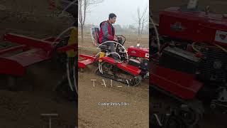 Mini Crawler Tractor With Rotary Tiller Bulldozing [upl. by Wadlinger]