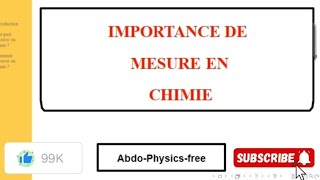 Importance de mesure en chimie 1bac sciences math et sciences expérimentales [upl. by Havstad]