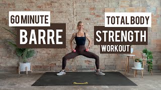 60 Minute Barre Inspired Strength Workout  Total Body  Low Impact  Dumbbells amp Mini Band [upl. by Nyllaf]