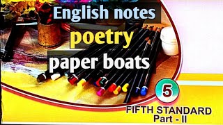 5th standard English notes poetry paper boats [upl. by Anehta]