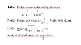 Musbat hadli qatorlar yaqinlashishining yetarli shartlari [upl. by Ithsav]