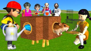 Scary Teacher 3D vs Squid Game Trying Catch Rodent Mouse in Wooden Pipe to Cage 5 Times Challenge [upl. by Jeri]