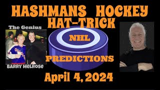 NHL Predictions Picks amp Parlay Today 4424 Hashmans Hockey Hattrick successful hockey betting [upl. by Anitnatsnoc964]