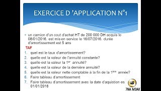 lamortissement parti 3  exercice dapplication  lamortissement linéaire [upl. by Addy]