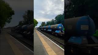 Railhead treatment train passing through Poppleton station Class66 NetworkRail Poppleton Train ￼ [upl. by Goodman]