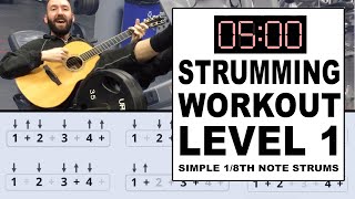 5 Minute Beginner Strumming Workout amp Technique Lesson How to StrumTutorial [upl. by Linkoski752]