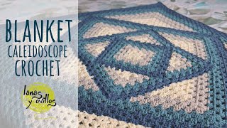 Tutorial Easy Caleidoscope Crochet Blanket  Lanas y Ovillos in English [upl. by Pelage426]