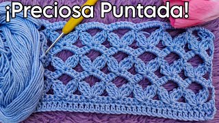 Puntada muy FÁCIL de tejer y queda PRECIOSA a Crochet paso a paso es un calado Hermoso [upl. by Hsizan]