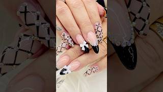 Nails black and whitegelnailsacrylicsalonnailartdesign [upl. by Rives]