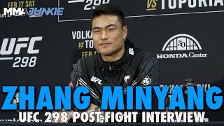 Zhang Mingyang on Historic Win I Visualized This Moment After Sacrifices to Reach UFC  UFC 298 [upl. by Ettenad]