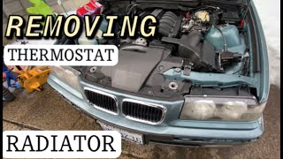 HOW TO REPLACE THERMOSTAT ON A 1992  1998 BMW 328i [upl. by Ayidan]