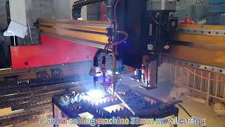 Gantry plasma cutting machine 30mm metal cutting with flame cutting torch [upl. by Lleznov588]