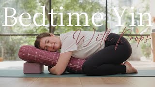 Yin Yoga Bedtime 30 Minutes With Props  FullBody Deep Stretch with Bolster ampor Yoga Blocks [upl. by Morgana]