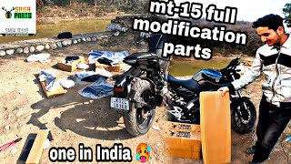 Mt 15 modification parts  Body Kit for Yamaha MT 15  Saiga Parts [upl. by Ardnasyl]