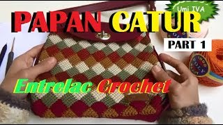 Crochet Entrelac Bag in a Round  Tutorial Merajut Motif Papan Catur PART 1 [upl. by Nelag]