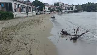 Megali Ammos beach in Skiathos on September 7 after storm and flooding [upl. by Schiffman836]